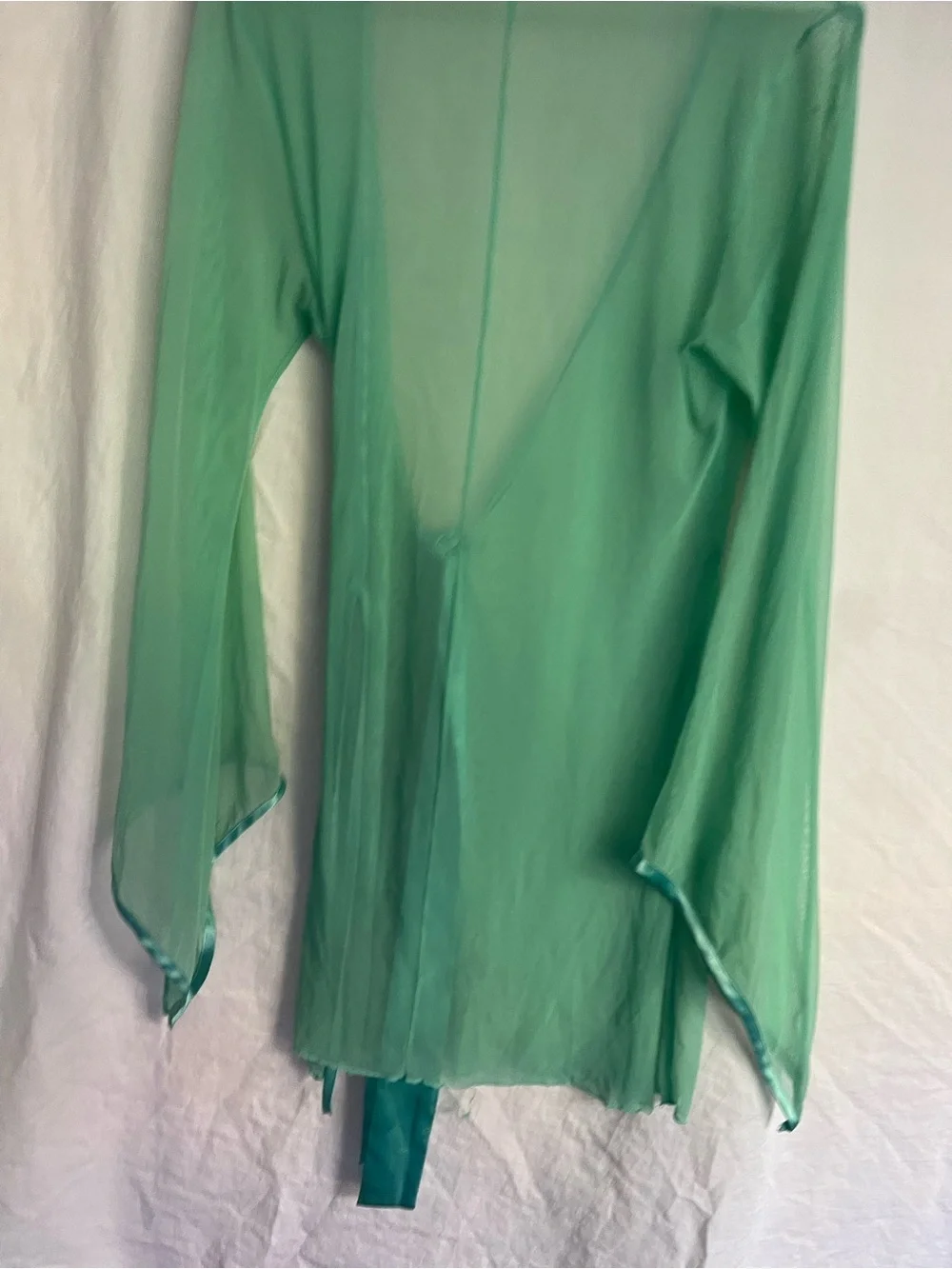 Vintage 90s Frederick’s of Hollywood Mint Mesh Robe Y2K Festival Fairy Size S